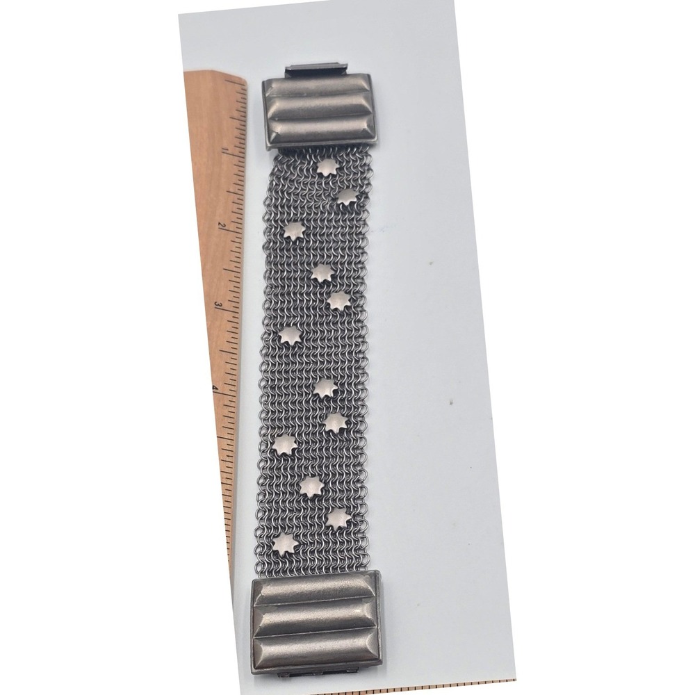 Whiting & Davis Bracelet Women Gunmetal Good Vintage Star Mesh Cuff